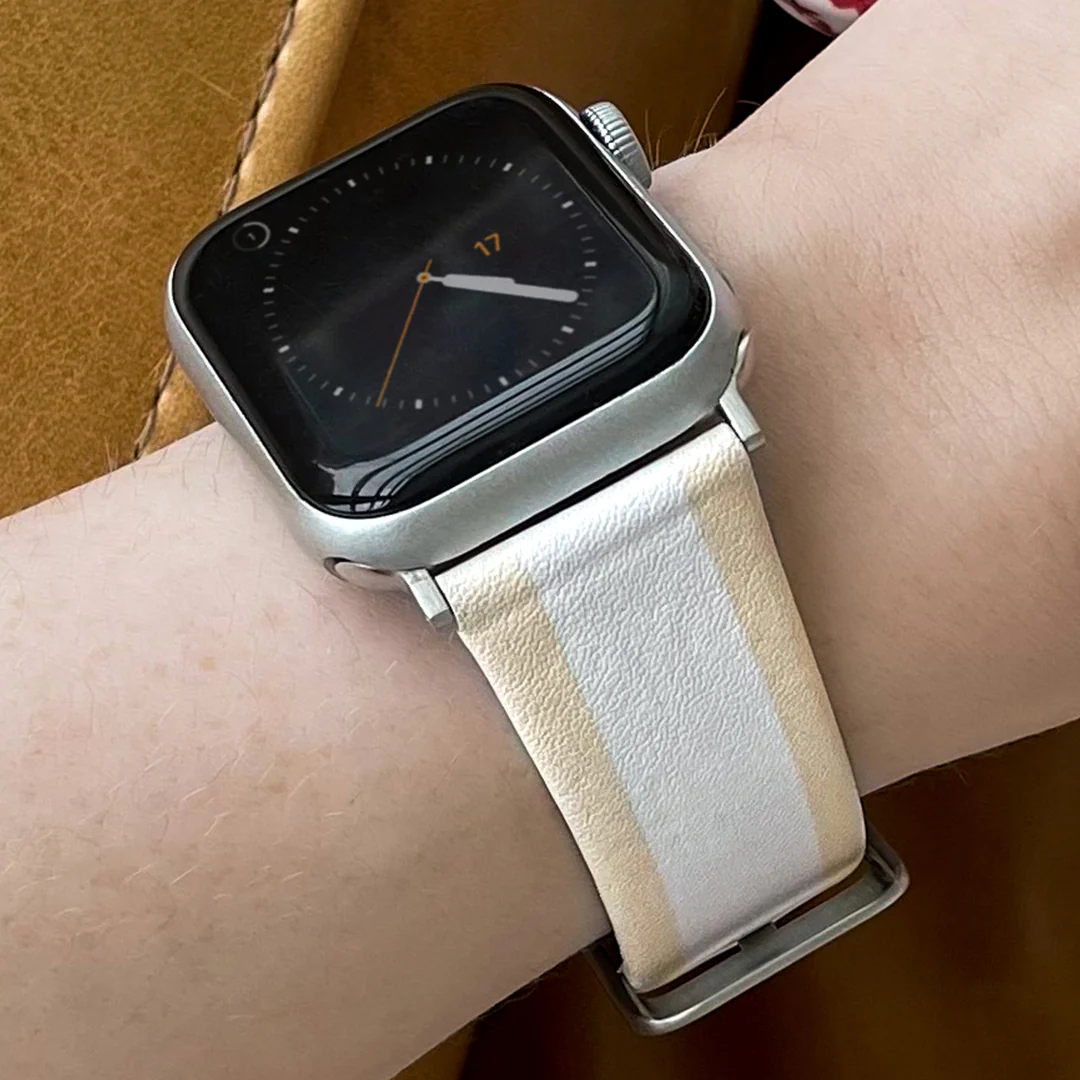 Tan & White Stripes Apple Watch Band - Image 8