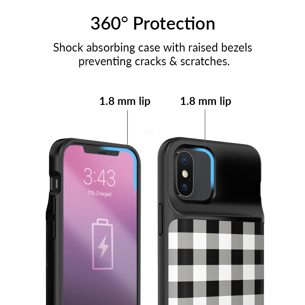 Black Gingham iPhone Charging Case - Image 19