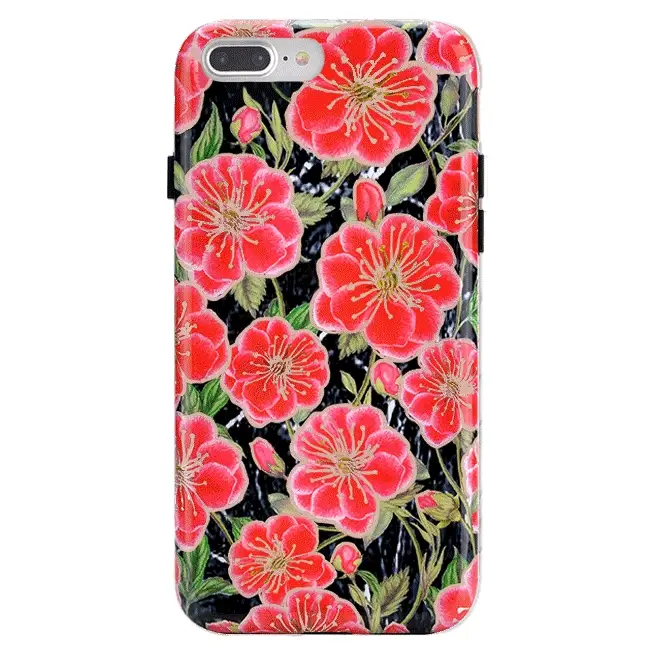 Black Hibiscus Rose Gold Chrome Floral iPhone Case - Image 19