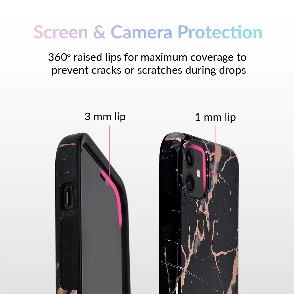 Black Marble Rose Gold Chrome iPhone Case - Image 41