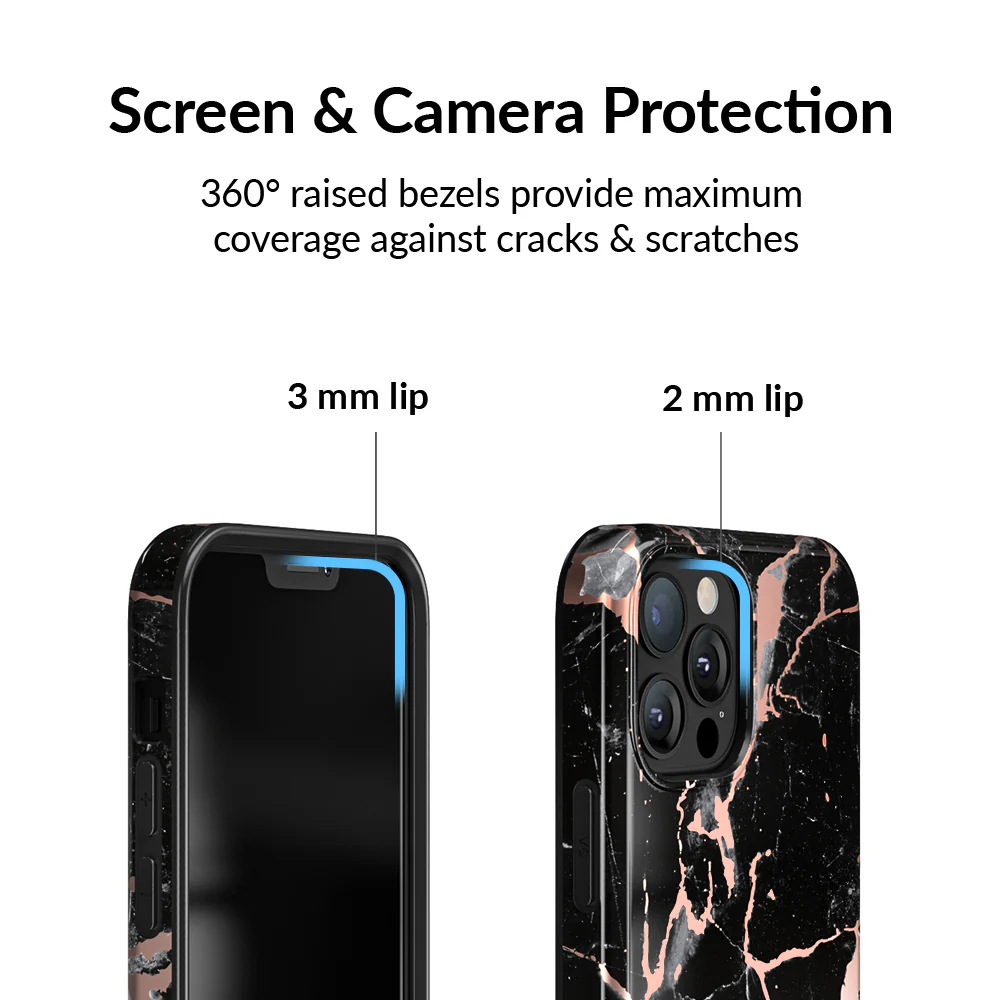 Black Marble Rose Gold Chrome iPhone Case - Image 57