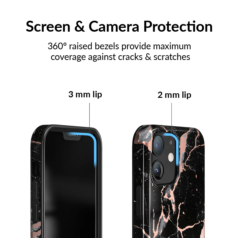 Black Marble Rose Gold Chrome iPhone Case - Image 67