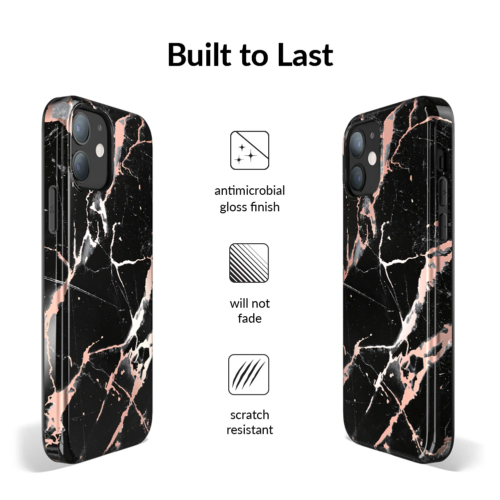 Black Marble Rose Gold Chrome iPhone Case - Image 75