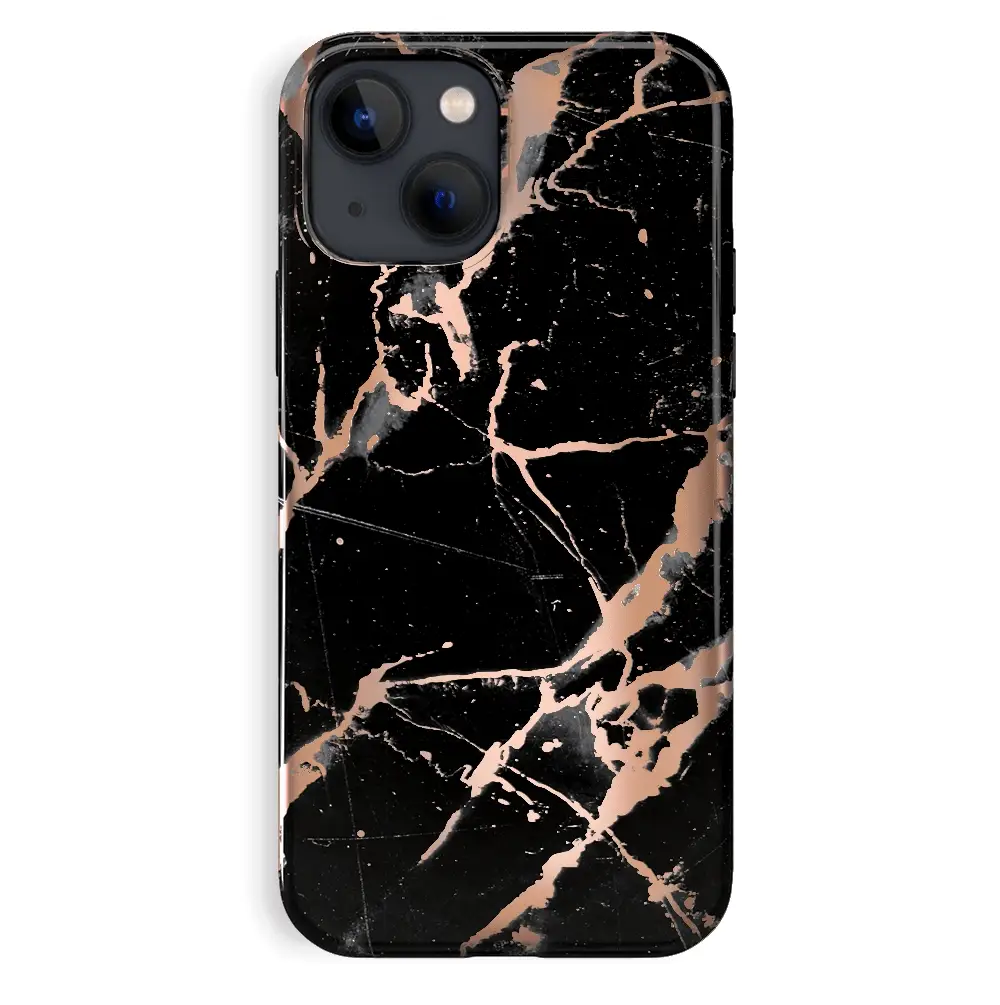 Black Marble Rose Gold Chrome iPhone Case - Image 83