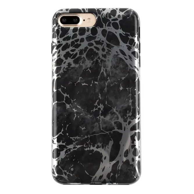 Black Marble Silver Chrome iPhone Case - Image 13