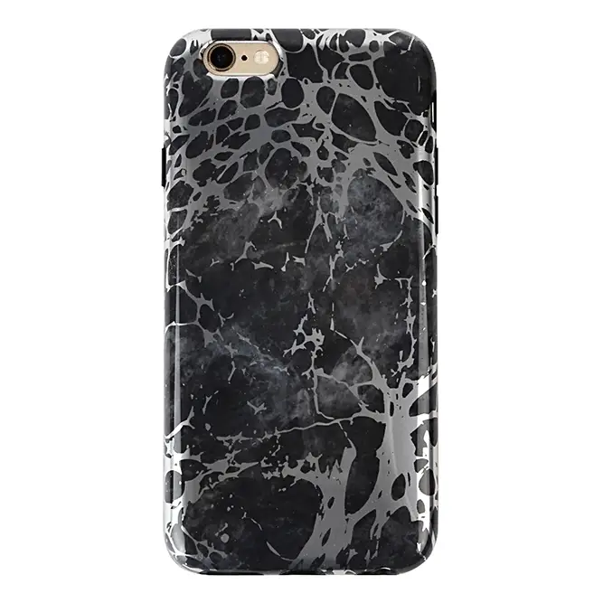 Black Marble Silver Chrome iPhone Case - Image 31