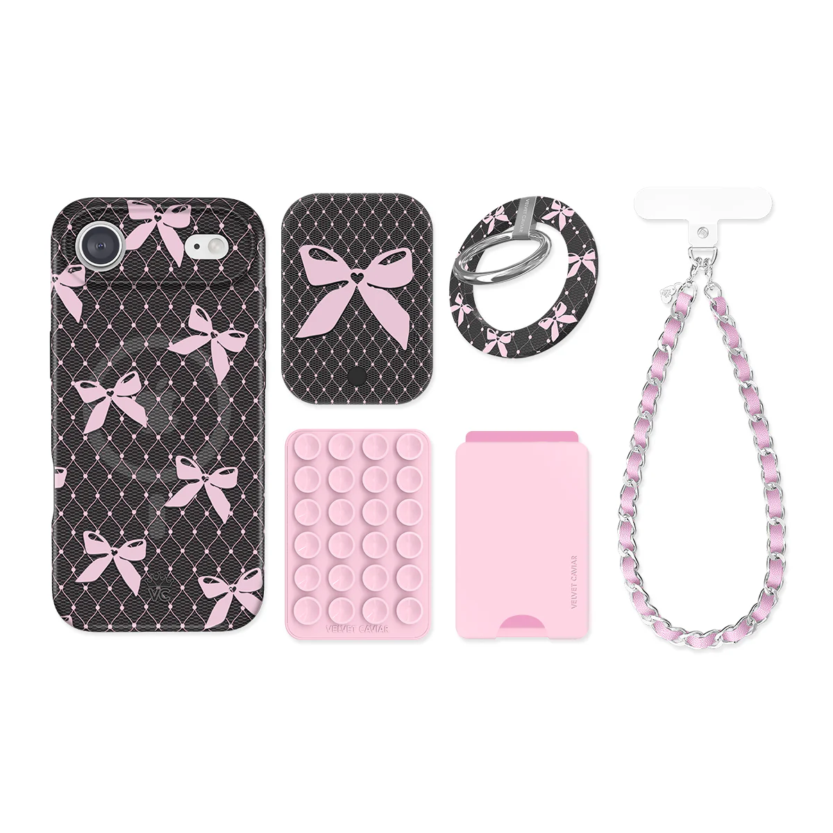 Lacy Pink Bows iPhone Bundle Set