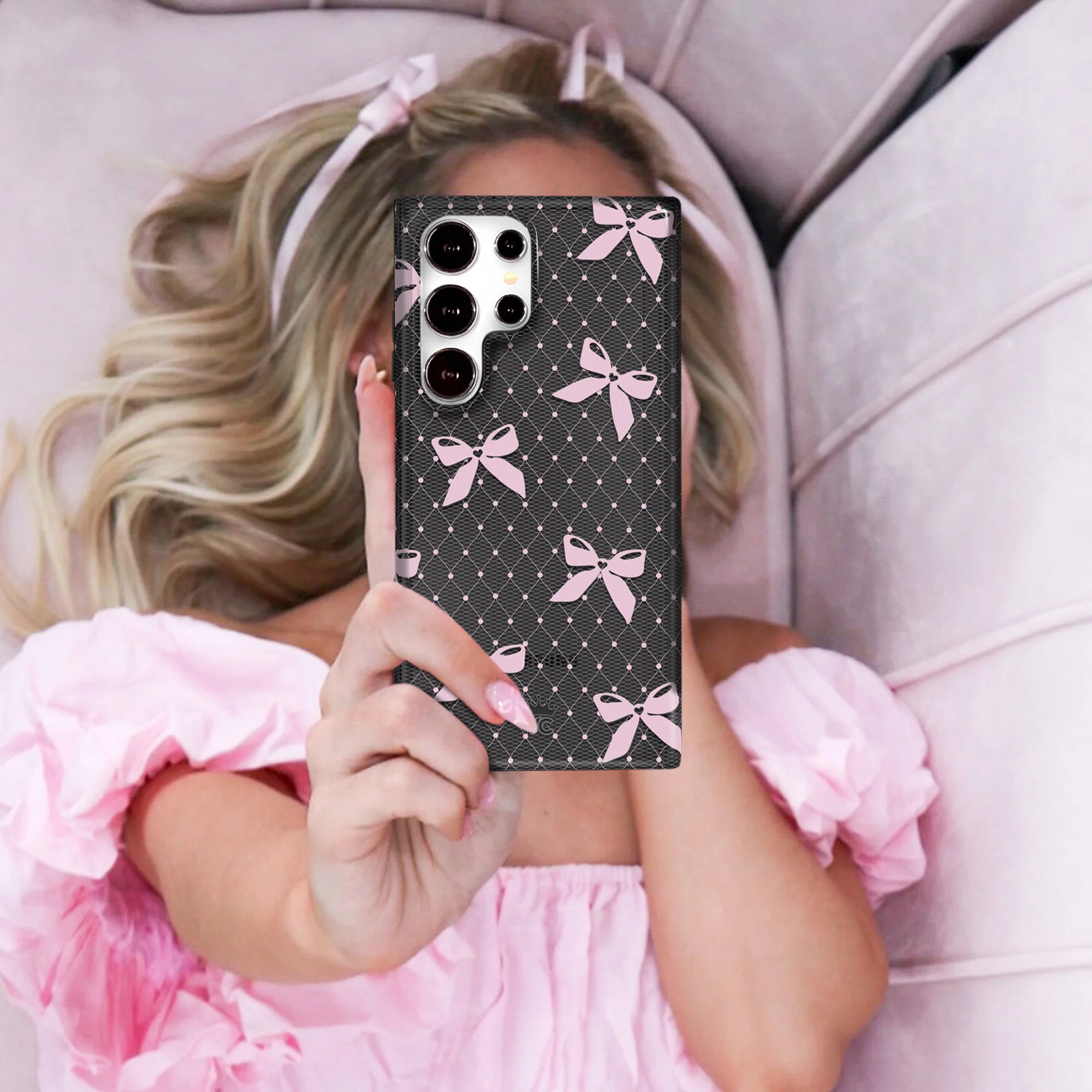 Lacy Pink Bows Samsung Case - Image 8