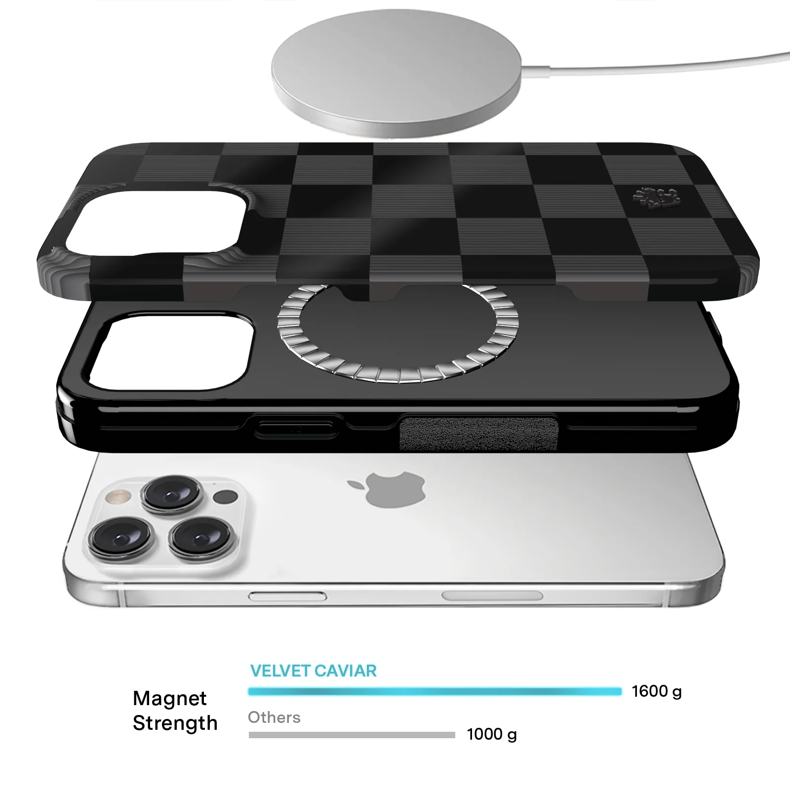 Noir Vibe Checkered iPhone Case - Image 3