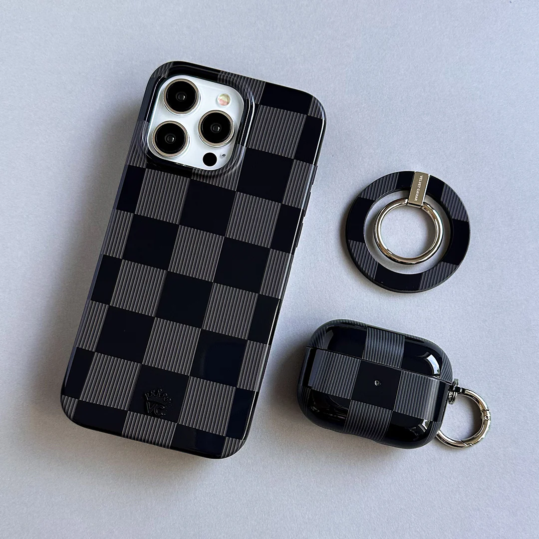Noir Vibe Checkered AirPod Case - Image 2