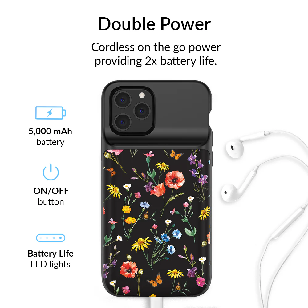 Black Wildflower iPhone Charging Case - Image 32