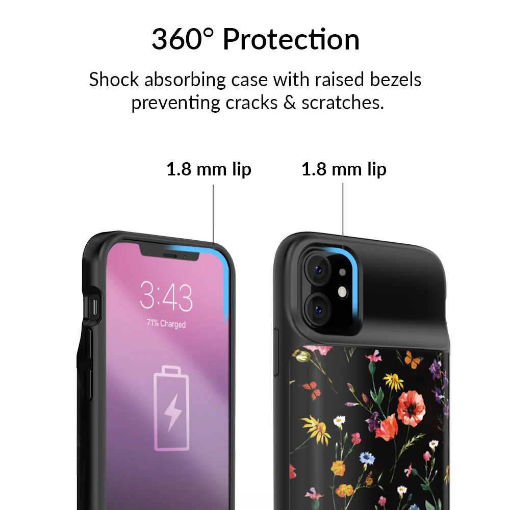 Black Wildflower iPhone Charging Case - Image 40