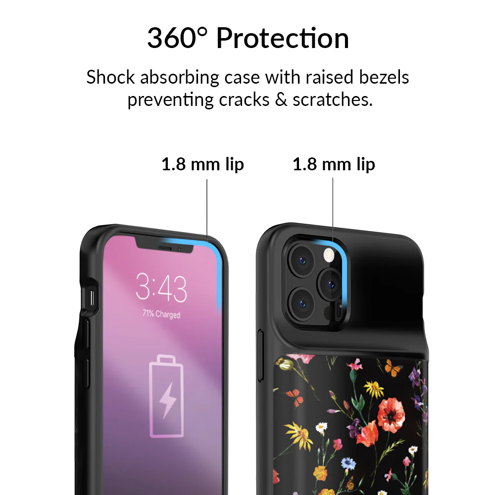 Black Wildflower iPhone Charging Case - Image 52