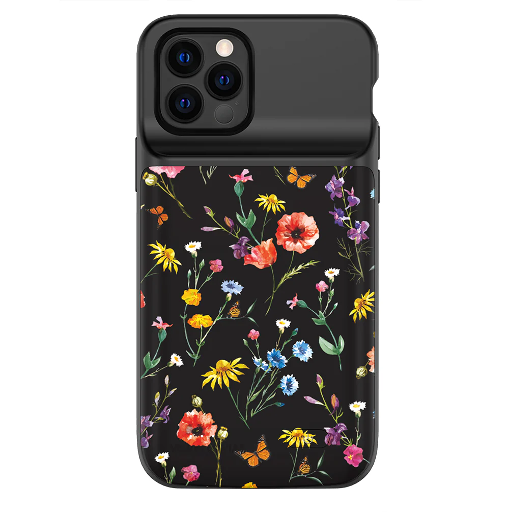 Black Wildflower iPhone Charging Case - Image 61