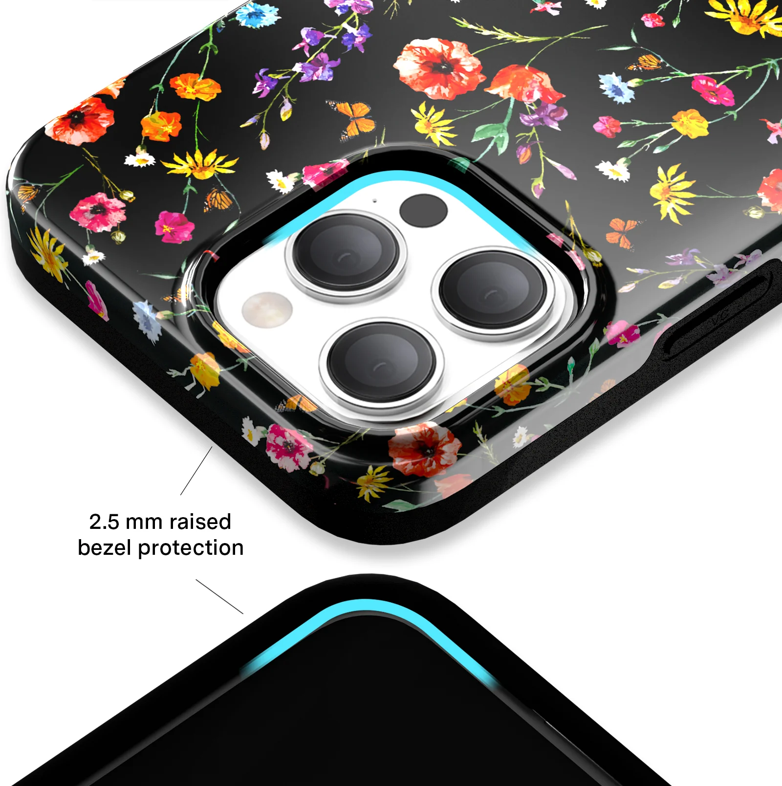 Black Wildflower iPhone Case - Image 136
