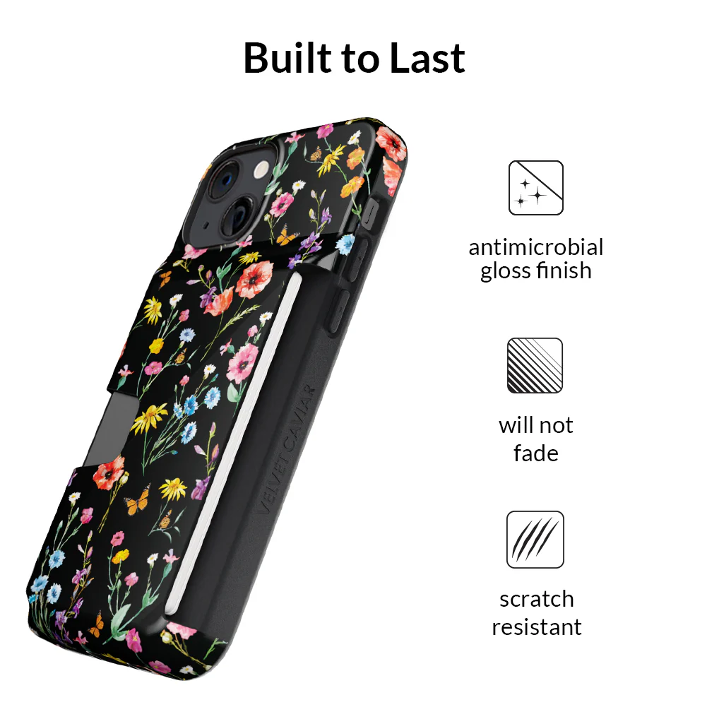 Black Wildflower iPhone Wallet Case - Image 110