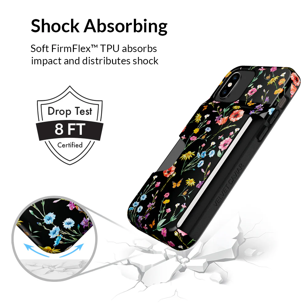 Black Wildflower iPhone Wallet Case - Image 14