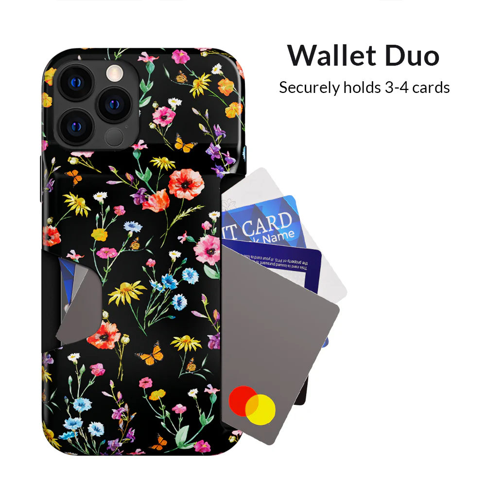 Black Wildflower iPhone Wallet Case - Image 51