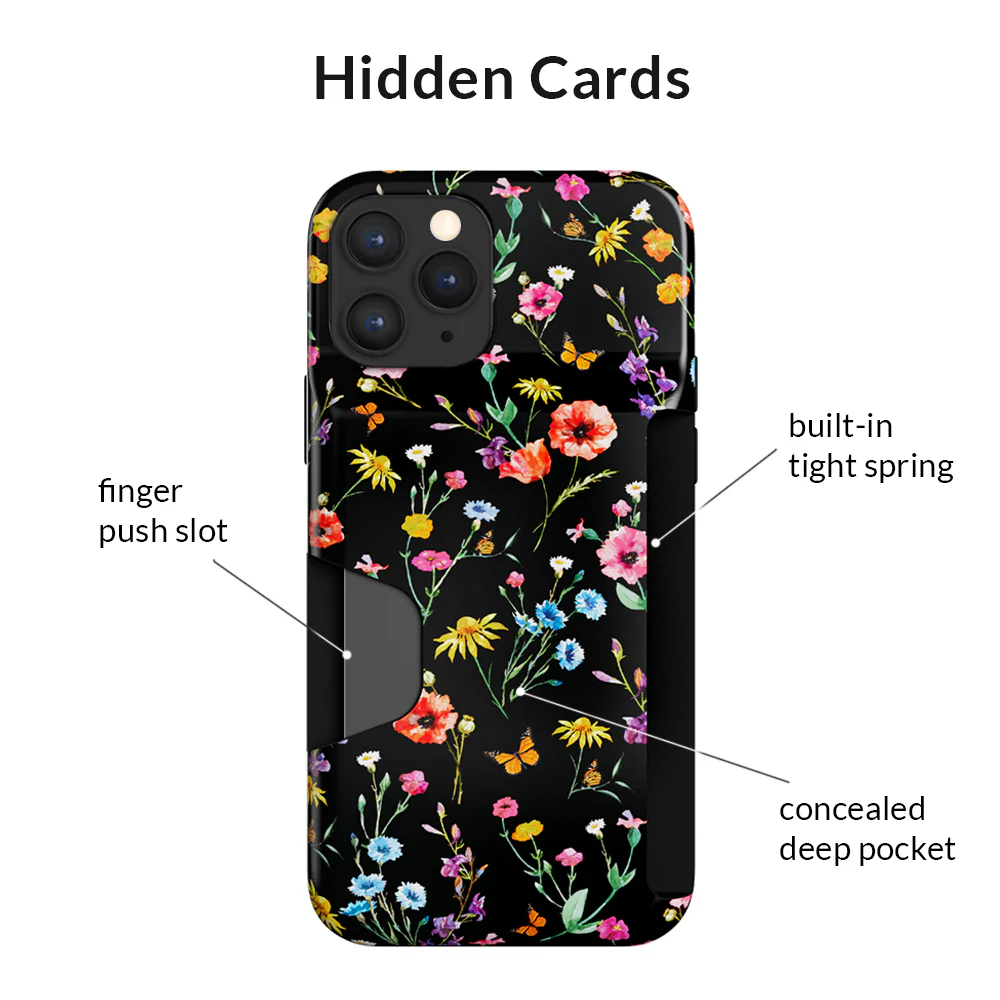Black Wildflower iPhone Wallet Case - Image 84