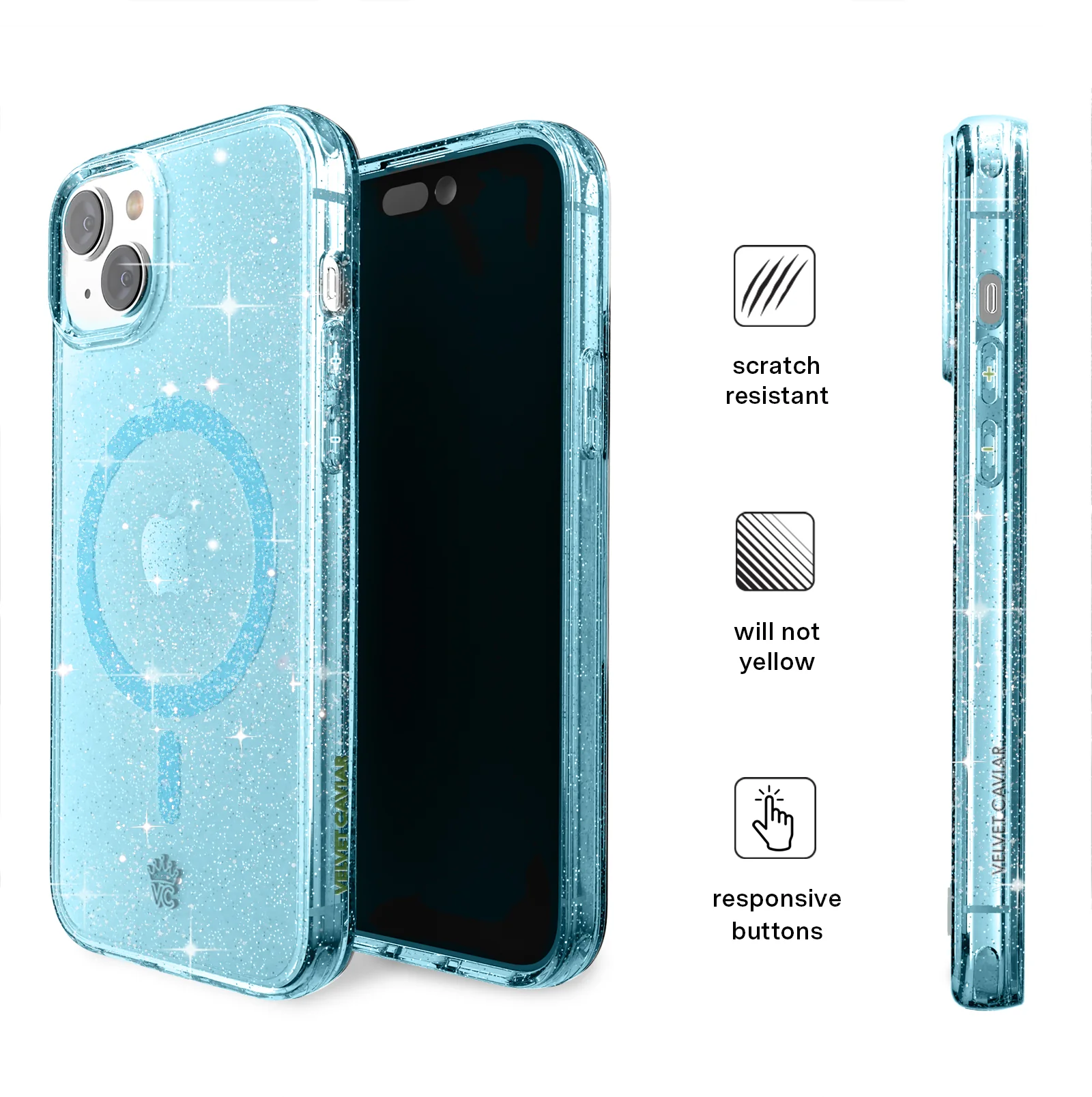 Blue Stardust Glitter iPhone Case - Image 115