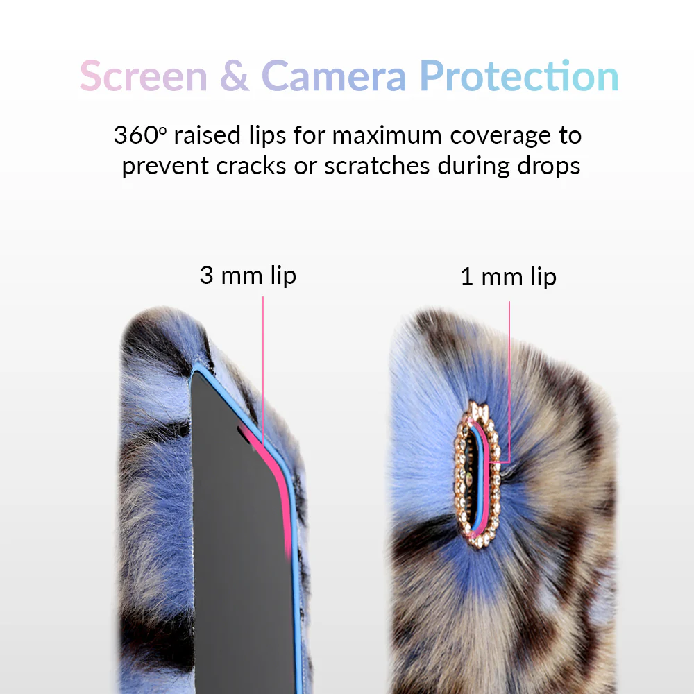 Blue Leopard Faux Fur iPhone Case - Image 27