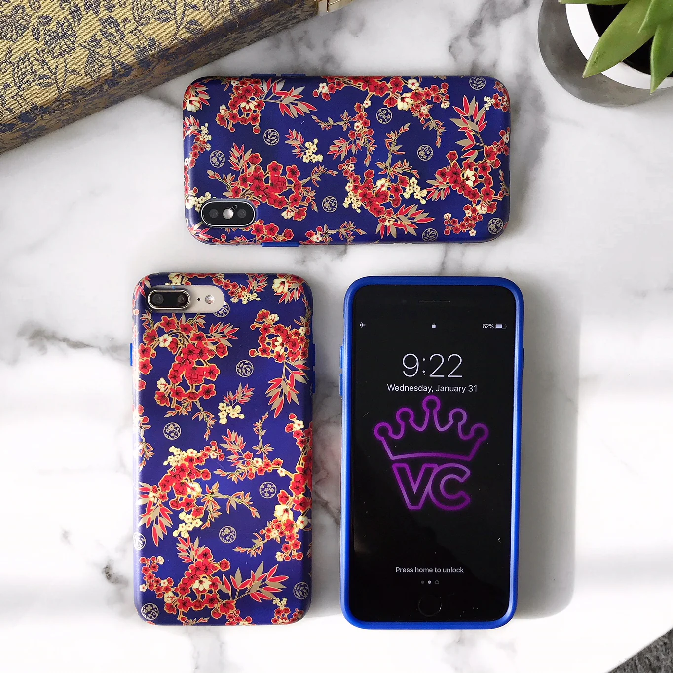 Cherry Blossom Floral Chrome iPhone Case - Image 8