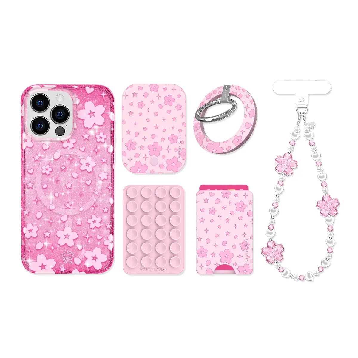 Cherry Blossom Glitter iPhone Bundle Set - Image 17