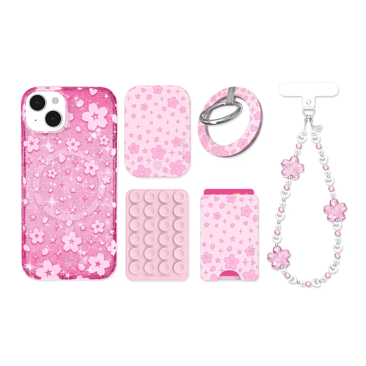 Cherry Blossom Glitter iPhone Bundle Set - Image 19