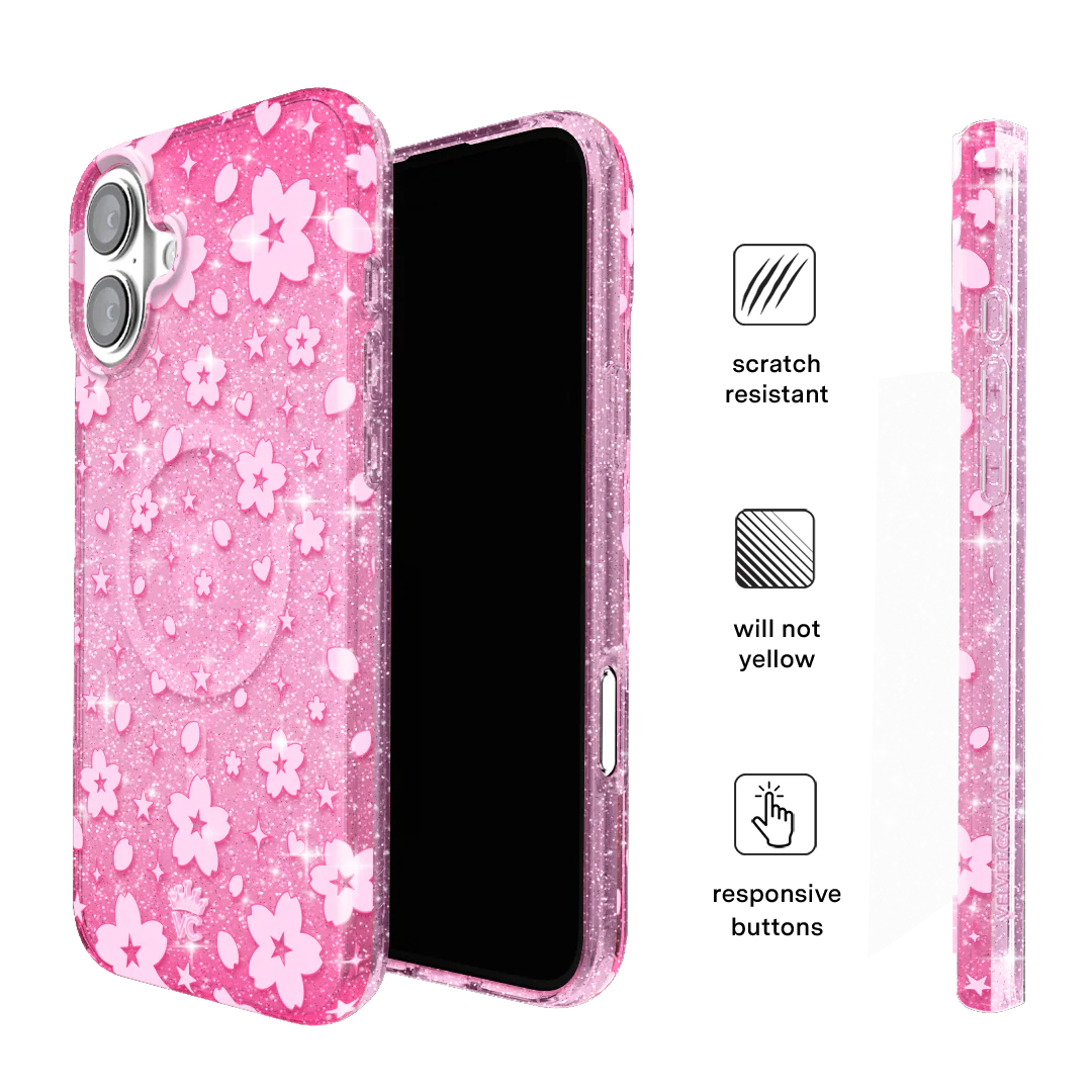Cherry Blossom Glitter iPhone Case - Image 15