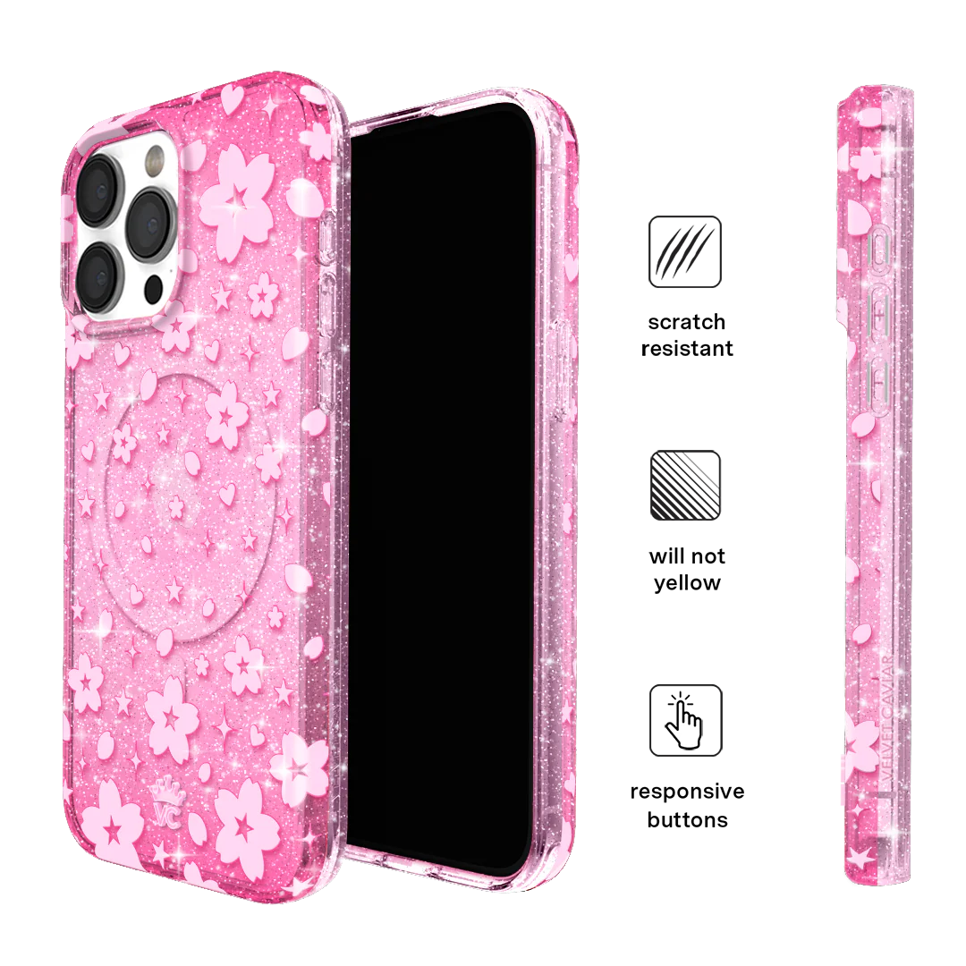 Cherry Blossom Glitter iPhone Case - Image 35