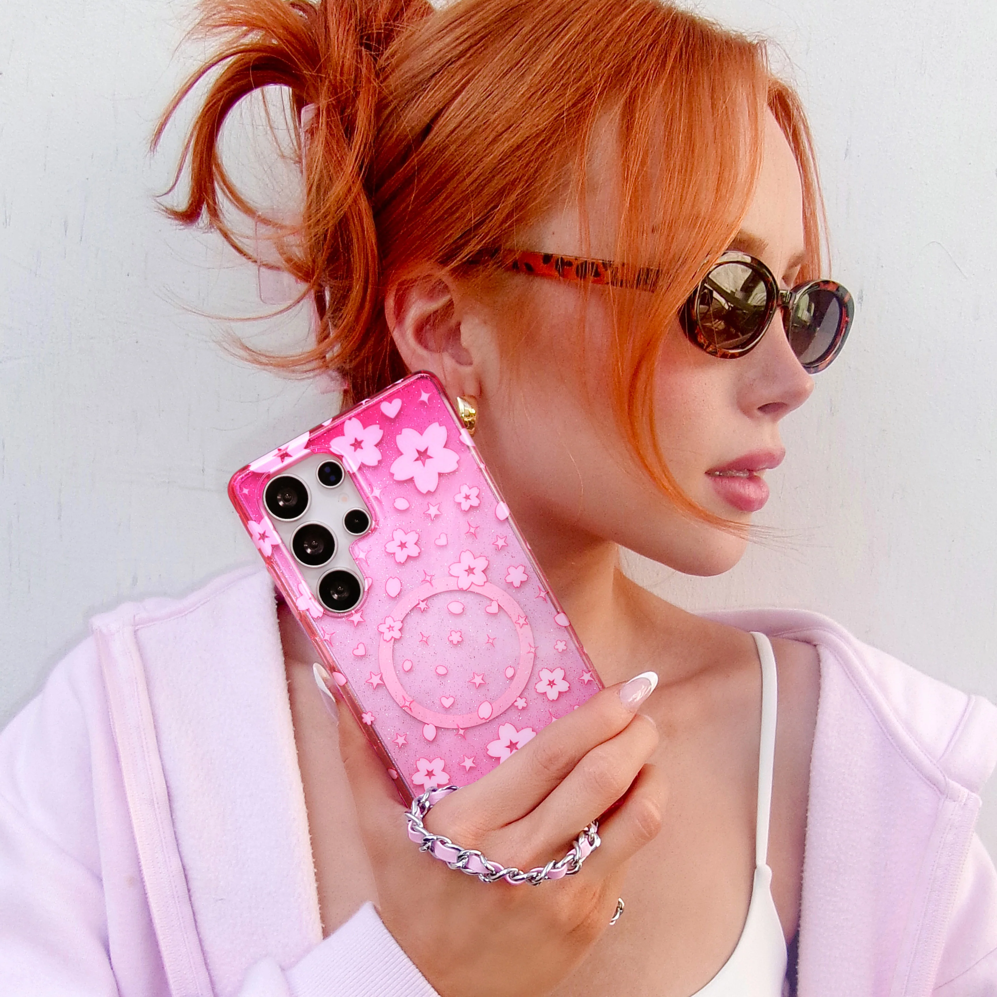 Cherry Blossom Glitter Samsung Case - Image 72