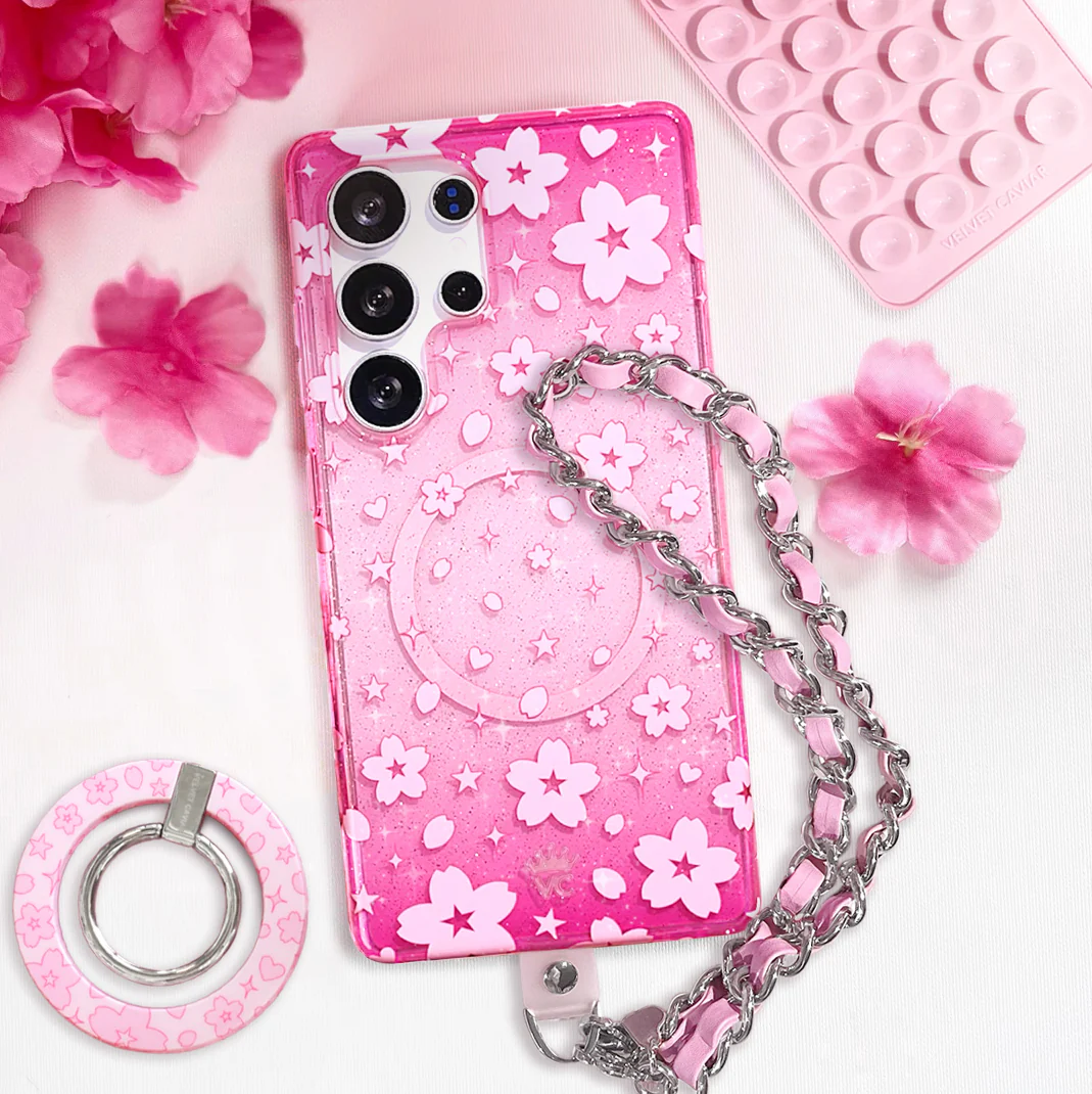 Cherry Blossom Glitter Samsung Case - Image 84