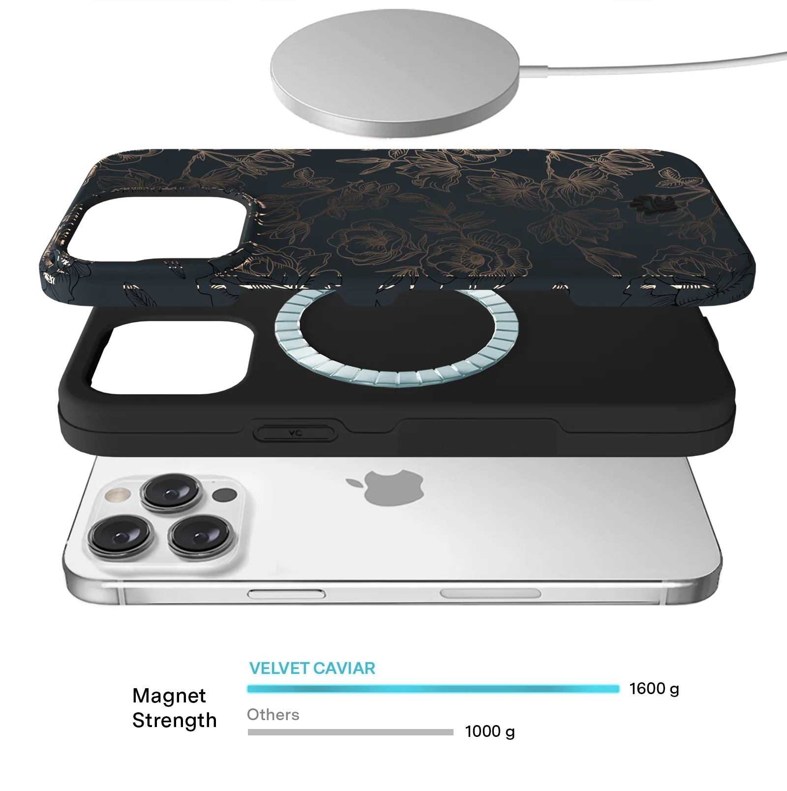 Floral Rose Gold Chrome iPhone Case - Image 147