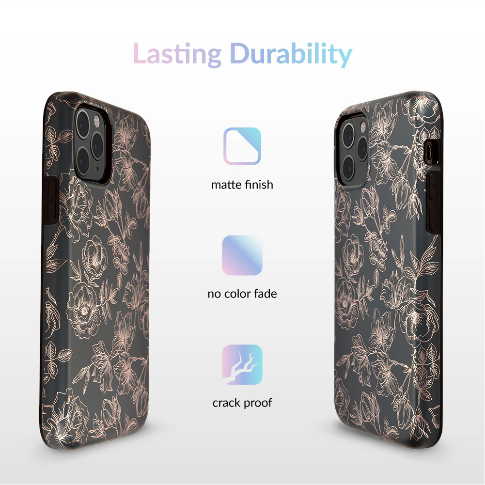 Floral Rose Gold Chrome iPhone Case - Image 60