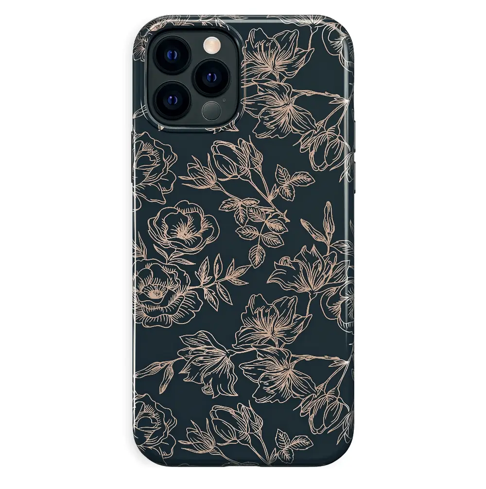 Floral Rose Gold Chrome iPhone Case - Image 97