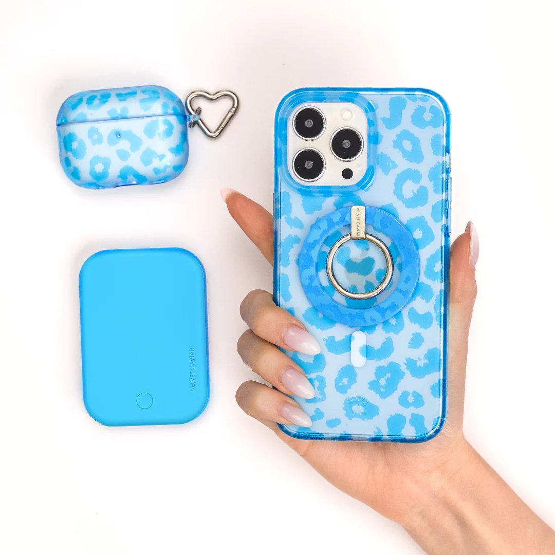 Aqua Blue Leopard AirPod Case - Image 12