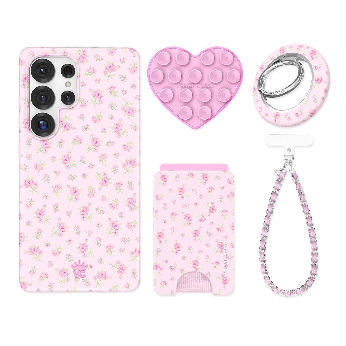 Dainty Pink Floral Samsung Bundle Set