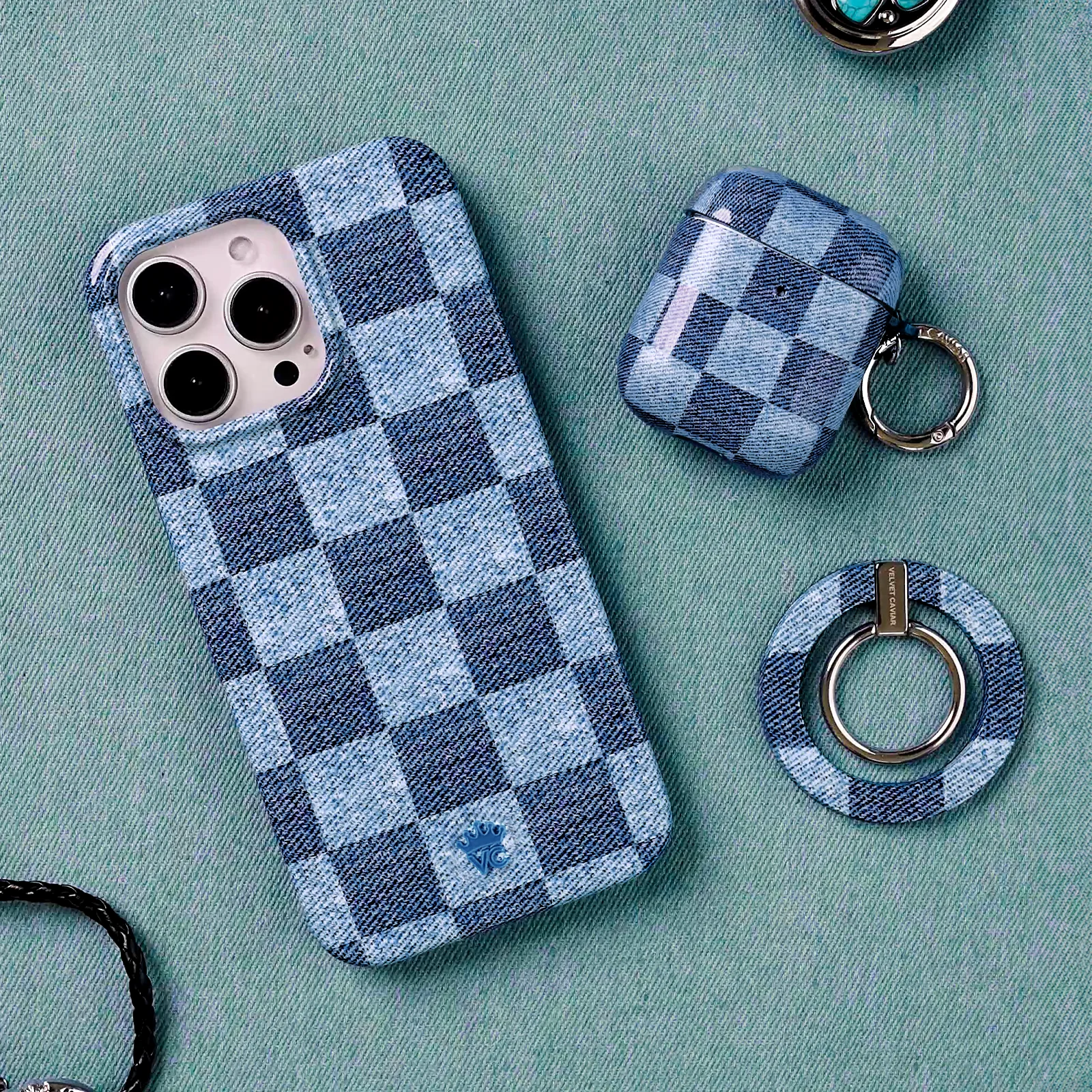 Denim Vibe Checkered AirPod Case - Image 2