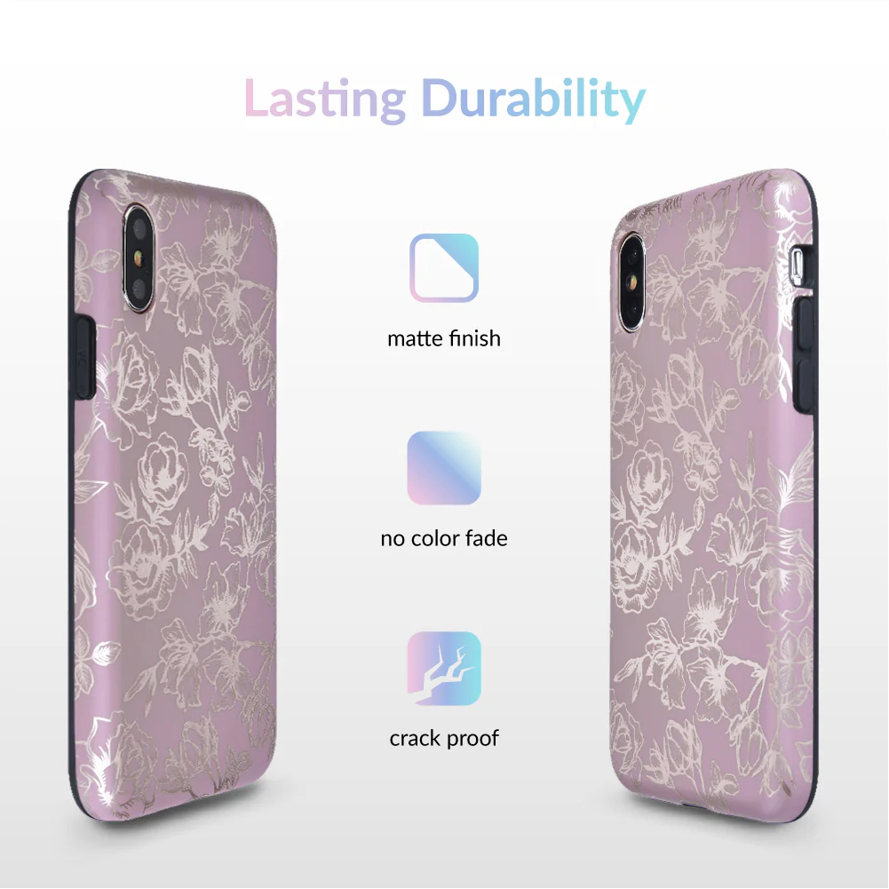 Dusty Rose Chrome Floral iPhone Case - Image 28