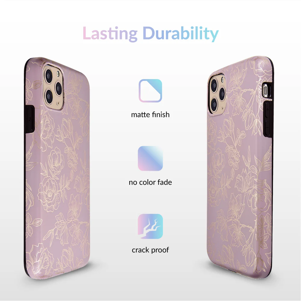 Dusty Rose Chrome Floral iPhone Case - Image 56