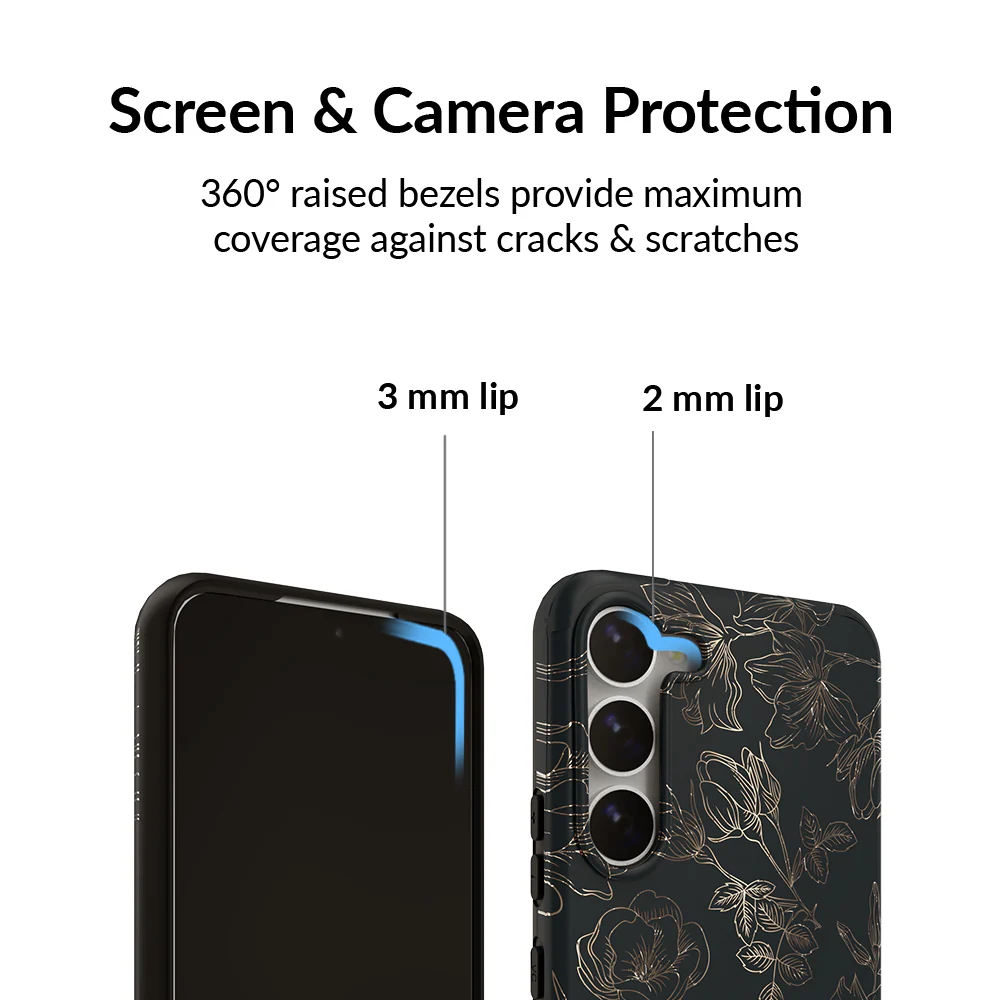 Floral Rose Gold Chrome Samsung Galaxy Case - Image 110