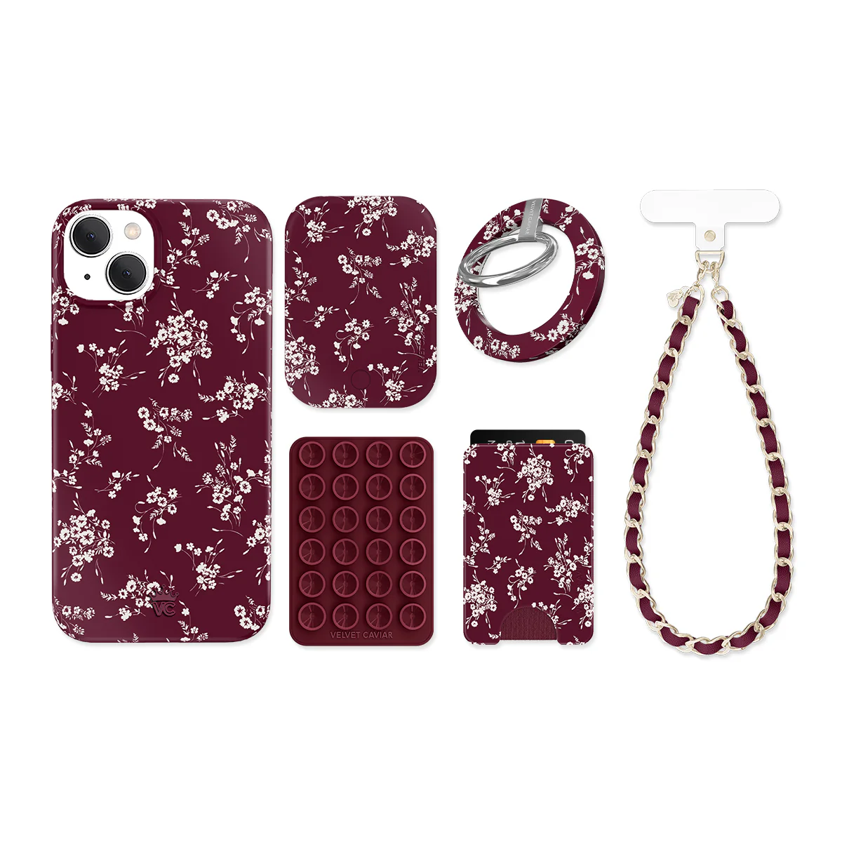 French Burgundy Floral iPhone Bundle Set - Image 9