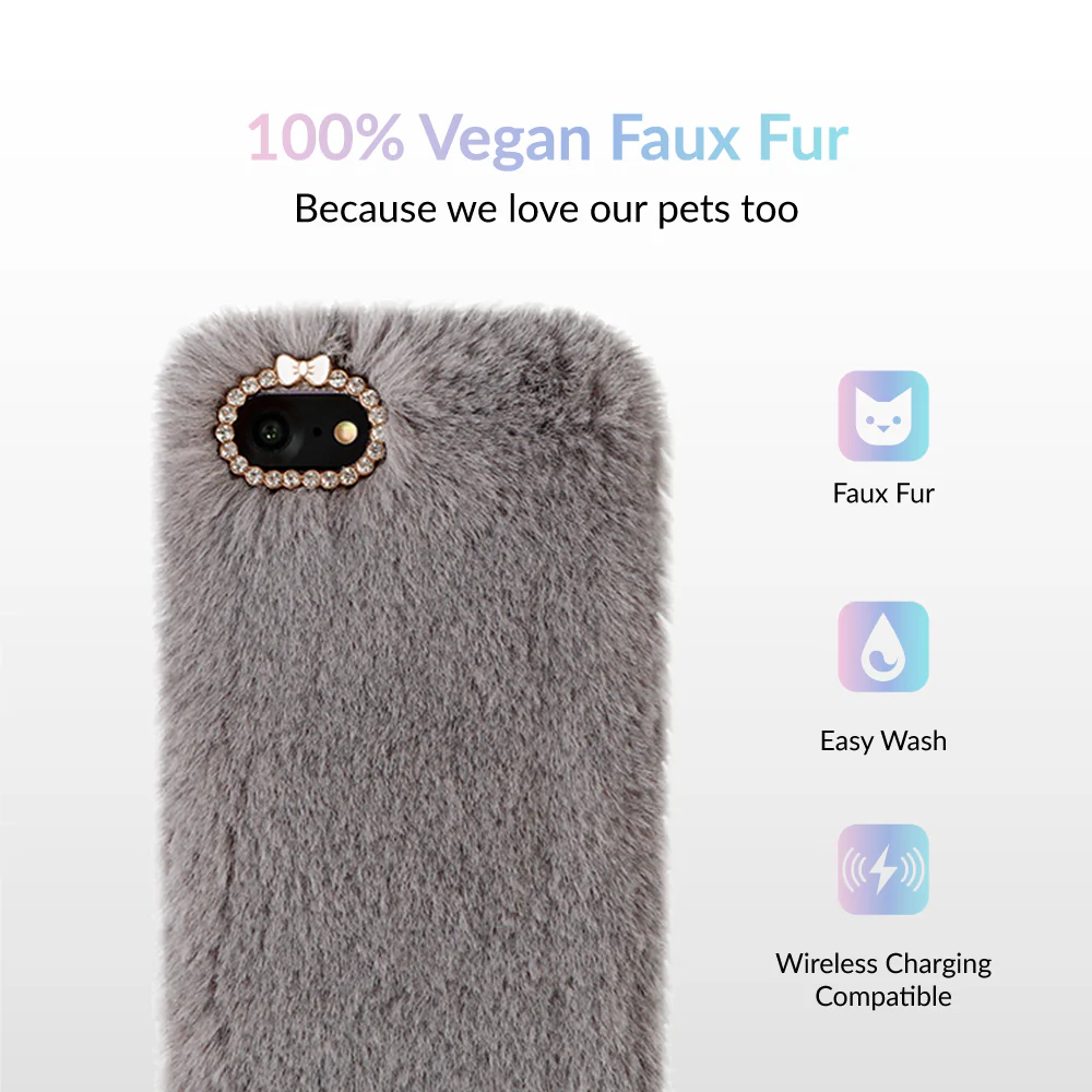 Gray Faux Fur iPhone Case - Image 10