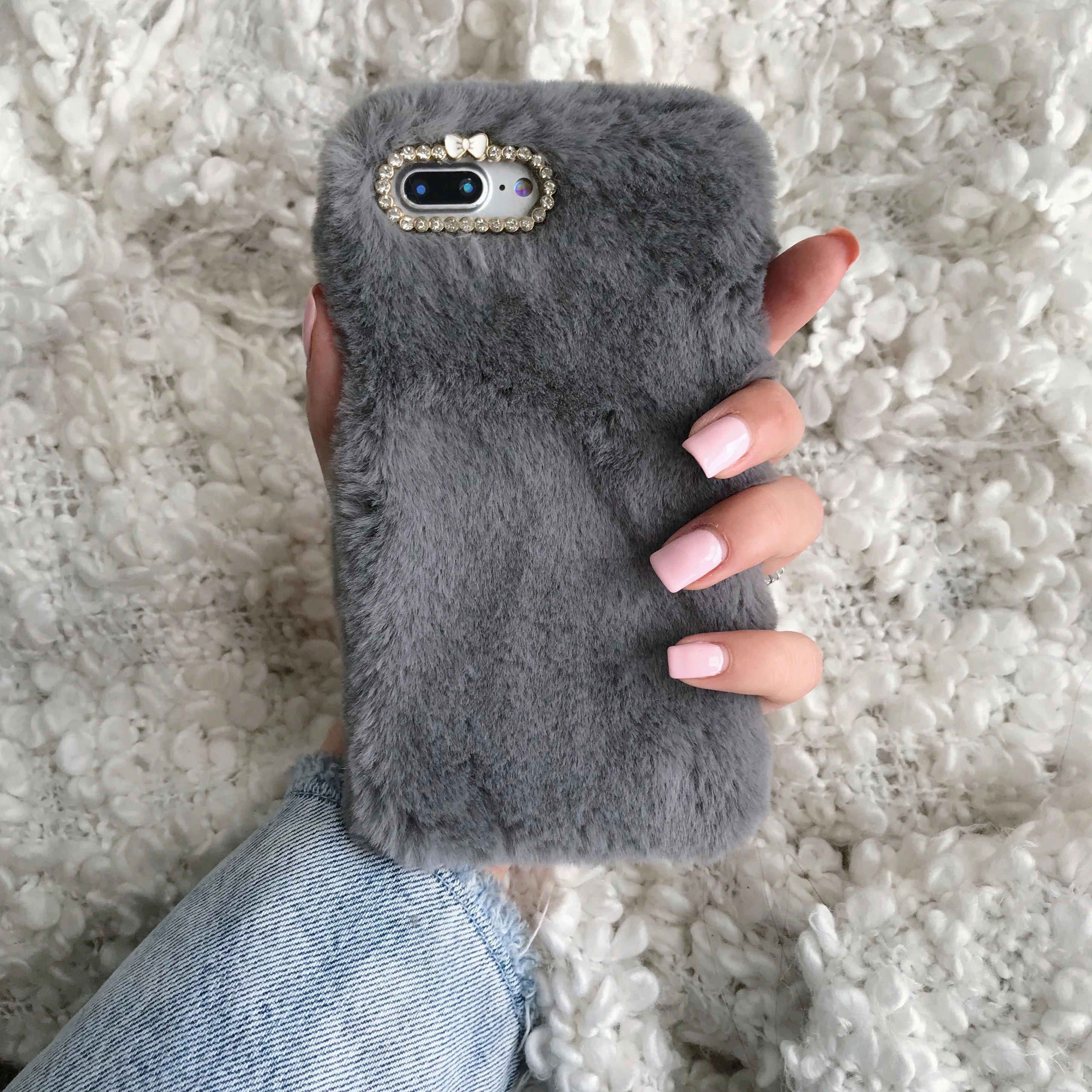 Gray Faux Fur iPhone Case - Image 24