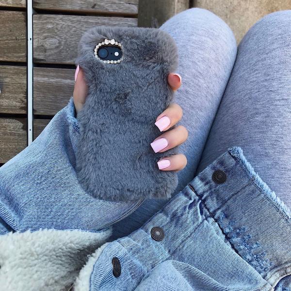 Gray Faux Fur iPhone Case - Image 39