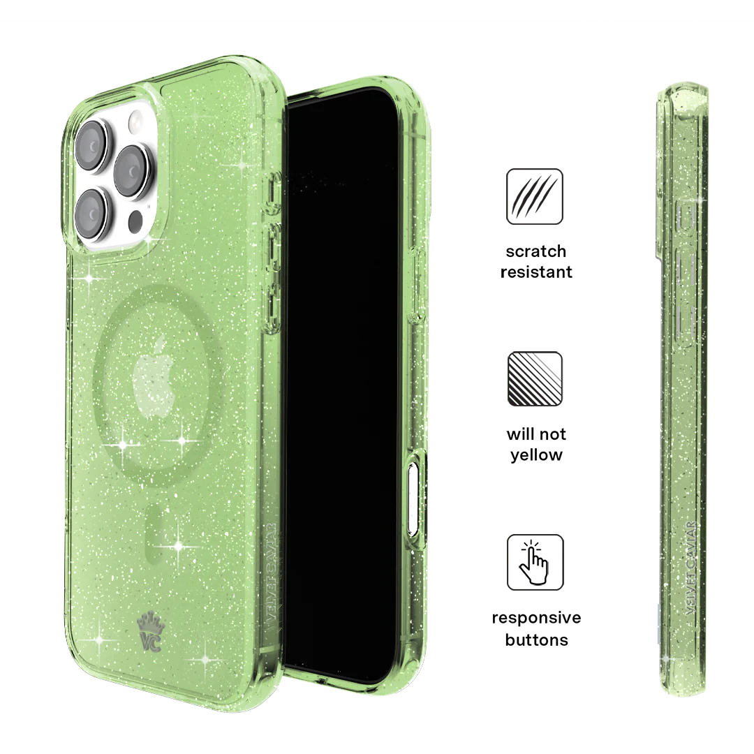 Lime Stardust Glitter iPhone Case - Image 165