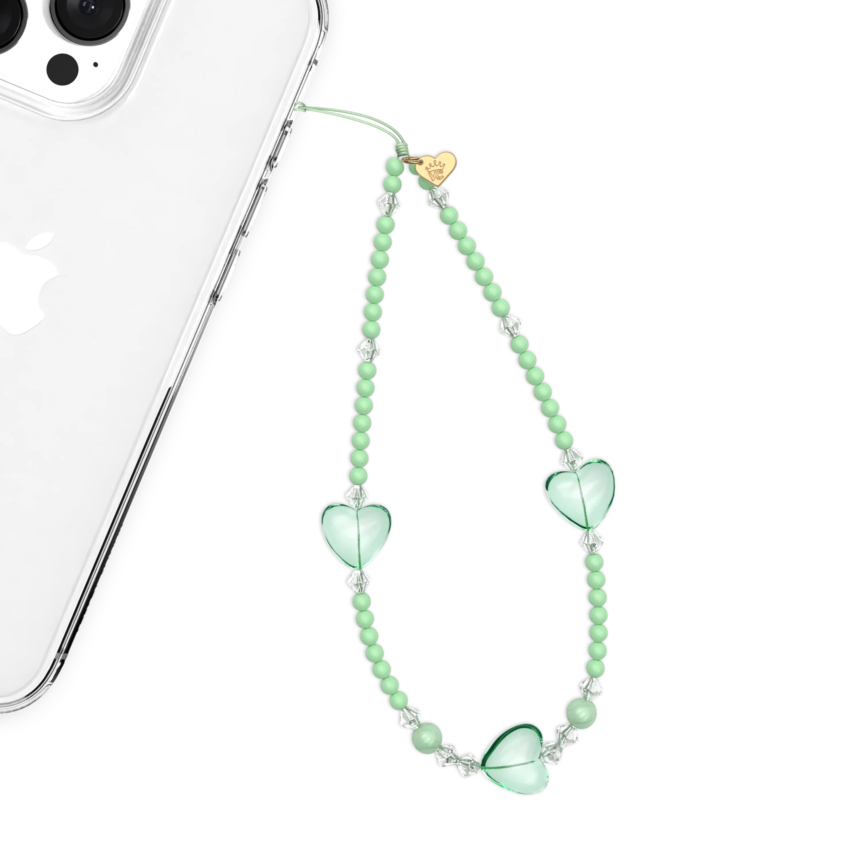 Green Heart Phone Charm