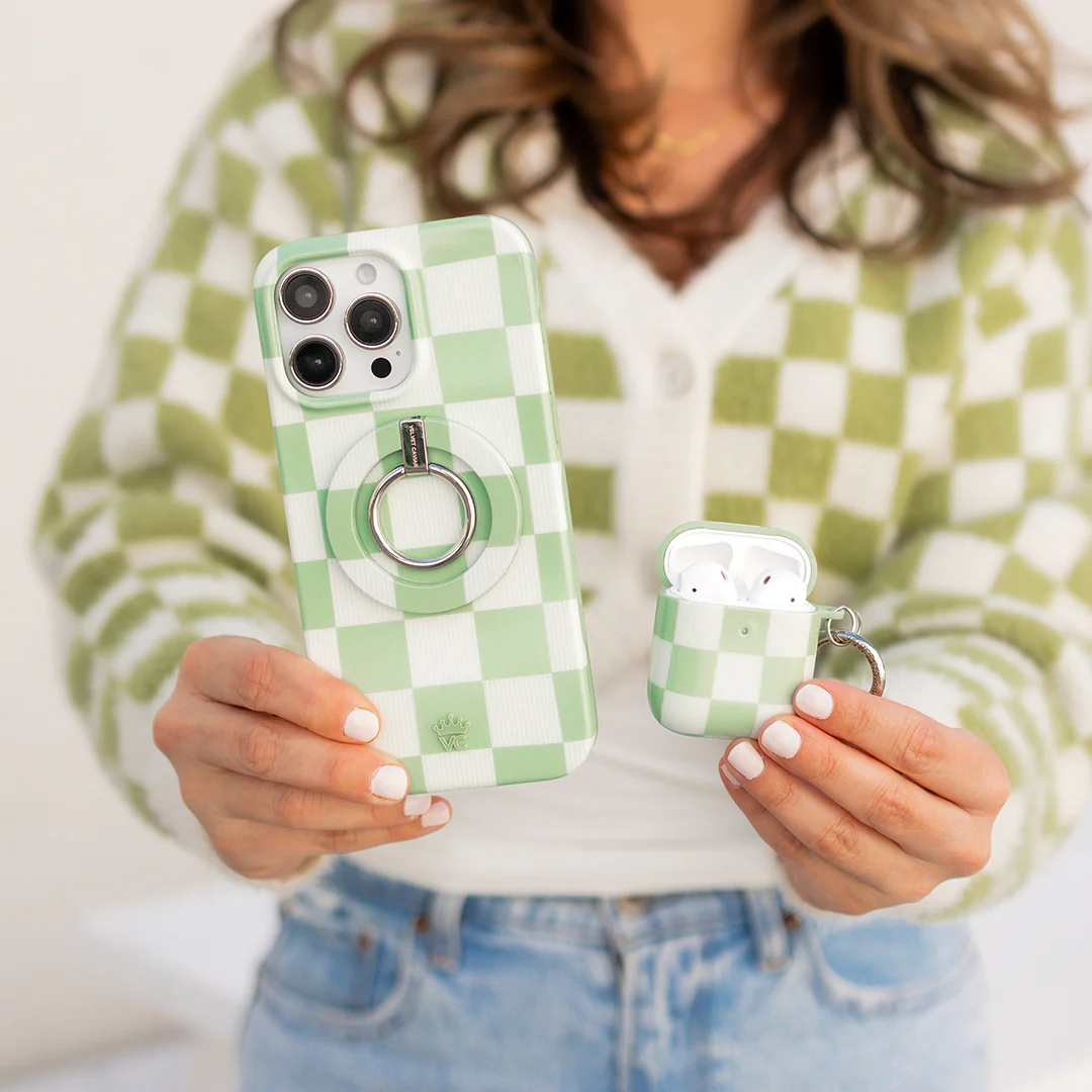 Pistachio Vibe Checkered AirPod Case - Image 2