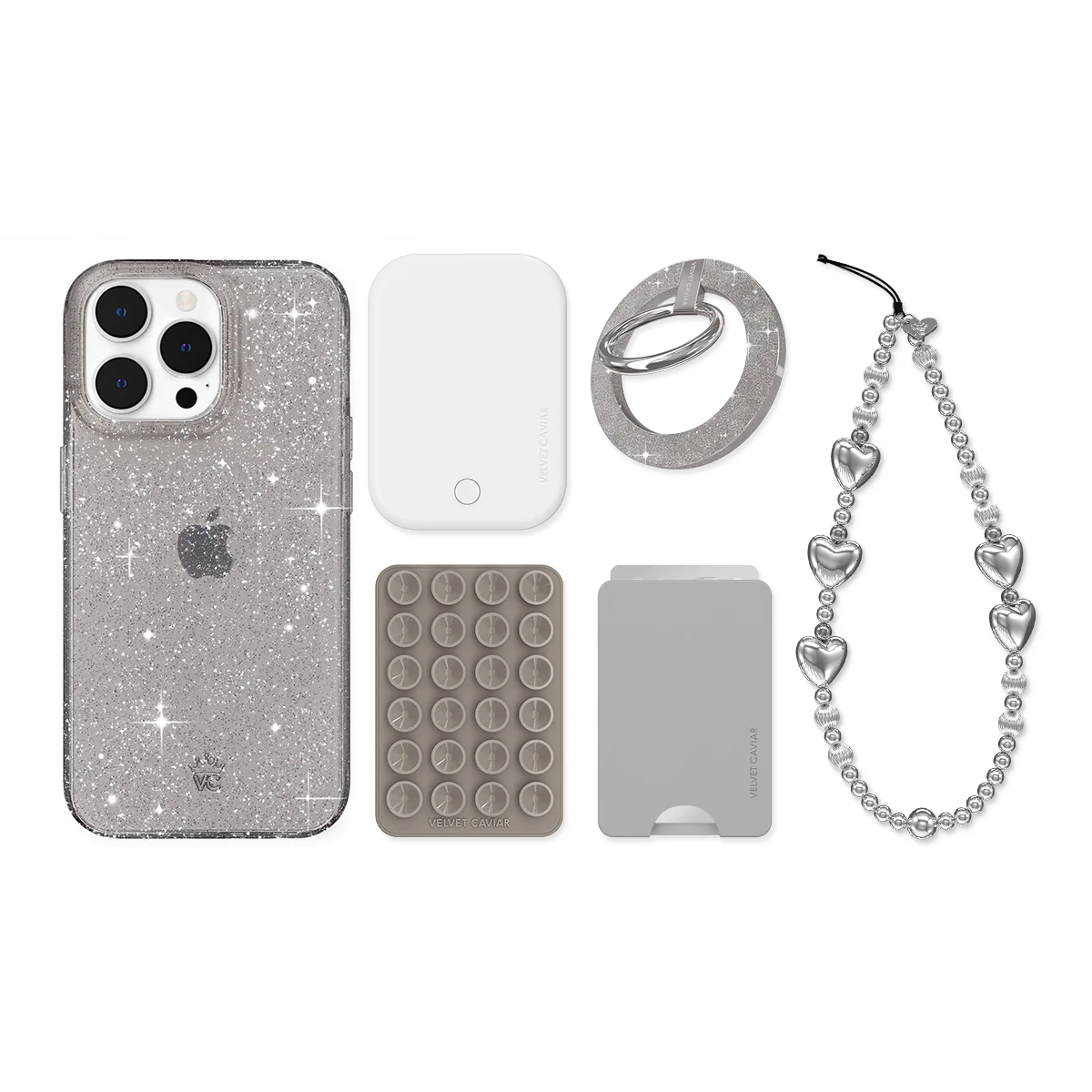 Grey Stardust Glitter iPhone Bundle Set - Image 10