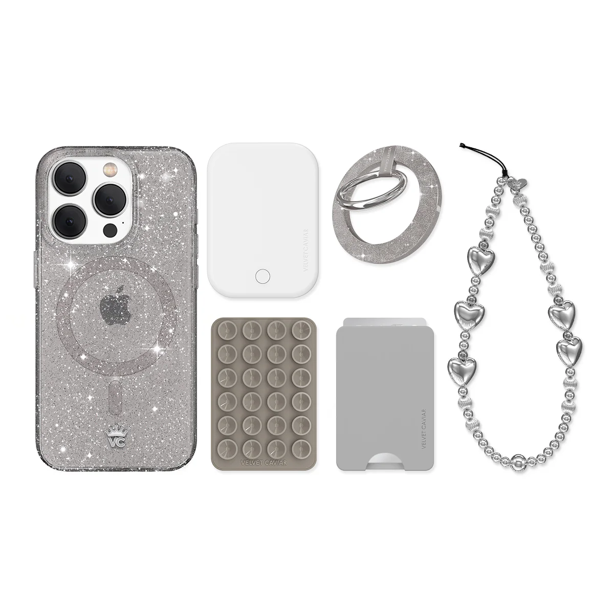 Grey Stardust Glitter iPhone Bundle Set - Image 15